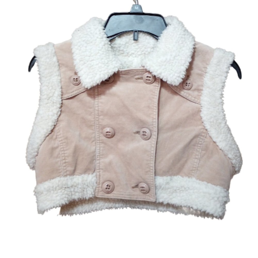 Plug Junior Girls Cropped Furry Vest Button Down Size Medium